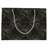 黒エレガント金ゴールドバラダマスクゴシック ラージペーパーバッグ (裏面)