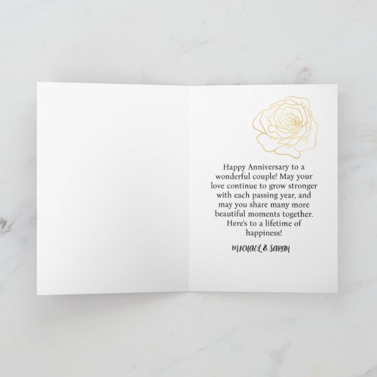 黒エレガント金ゴールドバラ40結婚周年 カード (内部)