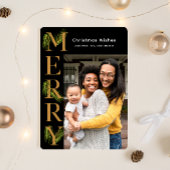 黒エレガント金ゴールドパメリーイン写真クリスマス シーズンカード