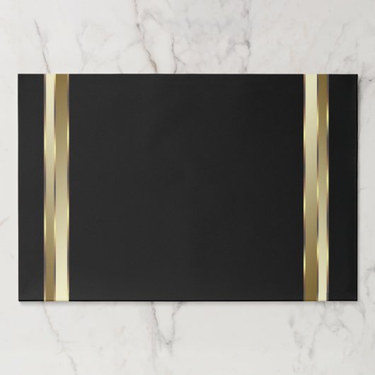 黒エレガント金ゴールドパーティー紙ランチョンマット ペーパーパッド (正面)