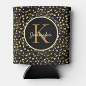 黒エレガント金ゴールドヒョウアニマルプリント 缶クーラー (正面)