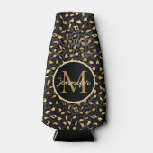 黒エレガント金ゴールドヒョウアニマルプリントCa ボトルクーラー (正面)