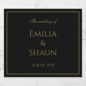 黒エレガント金ゴールドビールズ結婚ラベル ビールラベル (シングルラベル)