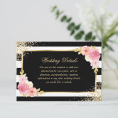 黒エレガント金ゴールドピンクフローラ結婚の詳細 エンクロージャーカード (スタンド正面)