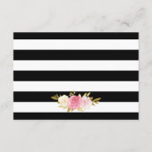 黒エレガント金ゴールドピンクフローラ結婚の詳細 エンクロージャーカード (裏面)