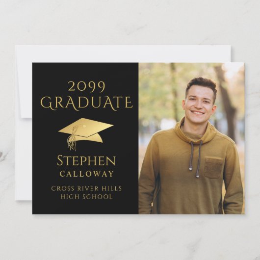 黒エレガント金ゴールドフェイクキャップ2枚の写真 案内状 (正面)