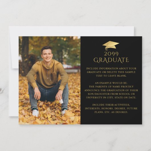 黒エレガント金ゴールドフェイクキャップ2枚の写真 案内状 (裏面)