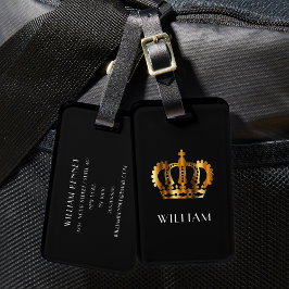 黒エレガント金ゴールドフェイククラウン ラゲッジタグ