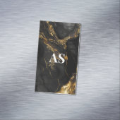 黒エレガント金ゴールドフェイクグリッター大理石モノグラム マグネット名刺 (インサイチュ)