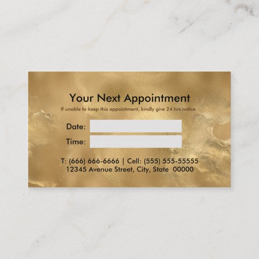 黒エレガント金ゴールドフェイクグリッター大理石モノグラム 予約カード (裏面)