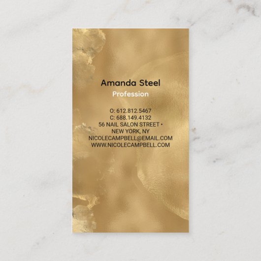 黒エレガント金ゴールドフェイクグリッター大理石モノグラム 名刺 (裏面)