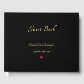 黒エレガント金ゴールドフェイクハート結婚記念日 ゲストブック (正面)