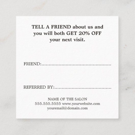 黒エレガント金ゴールドフェイクハート美しいサロン 紹介カード (裏面)