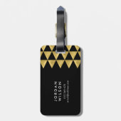 黒エレガント金ゴールドフェイク三角形ラゲージタグ ラゲッジタグ (裏面縦)