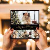 黒エレガント金ゴールドフォトクリスマスホリデーカード シーズンカード