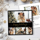 黒エレガント金ゴールドフォトクリスマスホリデーカード シーズンカード