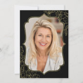 黒エレガント金ゴールドフォトサプライズ60誕生日 招待状 (裏面)