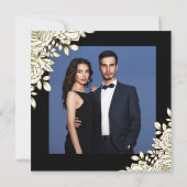 黒エレガント金ゴールドフォトサンキューカード 招待状 (裏面)