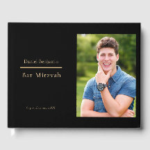 黒エレガント金ゴールドフォトバー（ユダヤ教の）バル・ミツバー