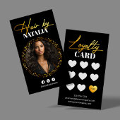 黒エレガント金ゴールドフォトヘアサロン ロイヤリティカード