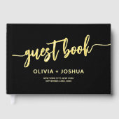 黒エレガント金ゴールドフォトミニマル版スクリプト ゲストブック (正面)