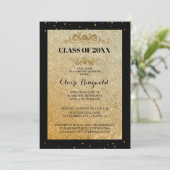 黒エレガント金ゴールドフォーマル大学卒業パーティー 招待状 (スタンド正面)