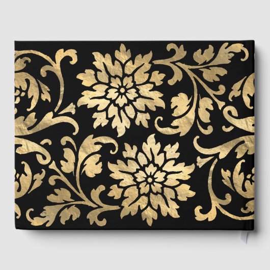 黒エレガント金ゴールドフラワーズスウィート16誕生日 ゲストブック (裏面)