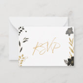 黒エレガント金ゴールドフローラエレガントな結婚式RSVP ノートカード (裏面)