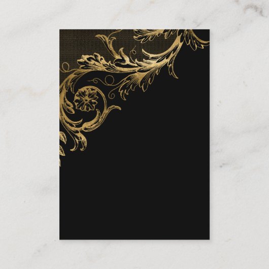 黒エレガント金ゴールドフローラダマスクウェディング詳細 エンクロージャーカード (裏面)