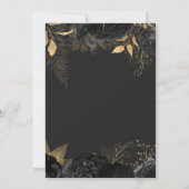 黒エレガント金ゴールドフローラダーク結婚ズ 招待状 (裏面)