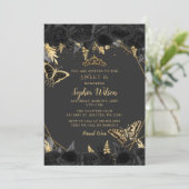 黒エレガント金ゴールドフローラバタフライ甘い16 招待状 (スタンド正面)