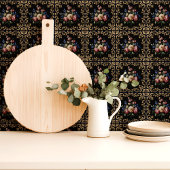 黒エレガント金ゴールドフローラバロック タイル