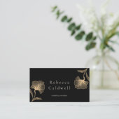 黒エレガント金ゴールドフローラフェミニン 名刺 (スタンド正面)