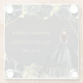 黒エレガント金ゴールドフローラプリンセスキンセアニェラ ガラスコースター (裏面)