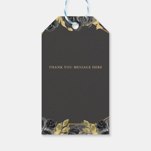 黒エレガント金ゴールドフローラプリンセスキンセアニェラ ギフトタグ (裏面)