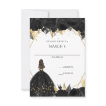 黒エレガント金ゴールドフローラプリンセスキンセアニェラ