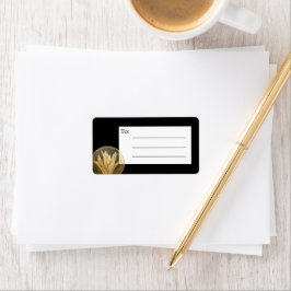 黒エレガント金ゴールドフローラ空白の宛名ラベル ラベル