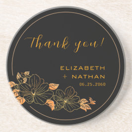 黒エレガント金ゴールドフローラ結婚の感謝のギフト コースター