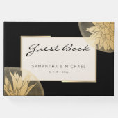 黒エレガント金ゴールドフローラ結婚 ゲストブック (正面)