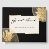 黒エレガント金ゴールドフローラ結婚 ゲストブック (正面)