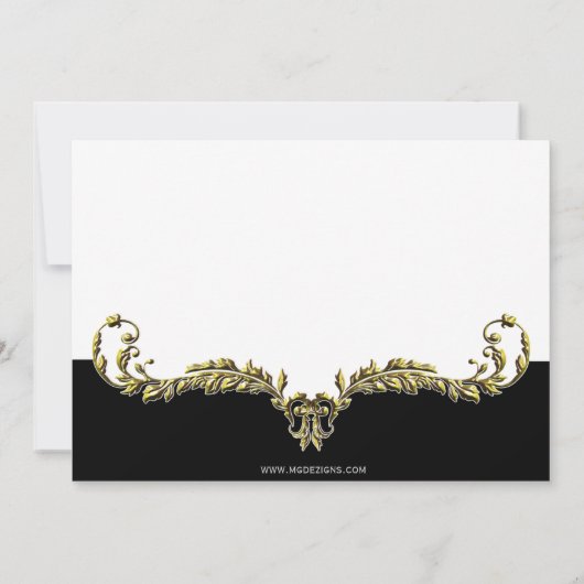 黒エレガント金ゴールドブライダルシャワー招待状 招待状 (裏面)