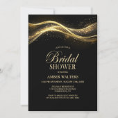 黒エレガント金ゴールドブライダルシャワー 招待状 (正面)