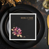 黒エレガント金ゴールドブルゴーニュ名date Standard スタンダードカクテルナプキン