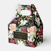 黒エレガント金ゴールドブルゴーニュ赤面フローラルパターン フェイバーボックス (正面サイド)