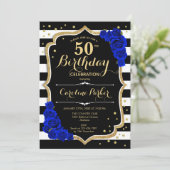 黒エレガント金ゴールドブ王室のルーフォト50誕生日 招待状 (スタンド正面)