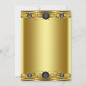 黒エレガント金ゴールドプリンス宝石ベビーシャワー 招待状 (裏面)