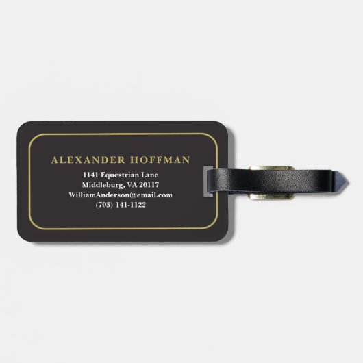 黒エレガント金ゴールドプレイドタータンチェックモノグラム ラゲッジタグ (裏面横)