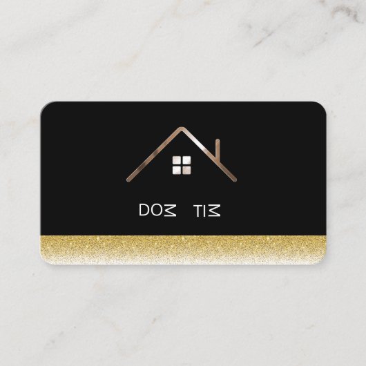 黒エレガント金ゴールドプレハブハウス会社 名刺 (正面)
