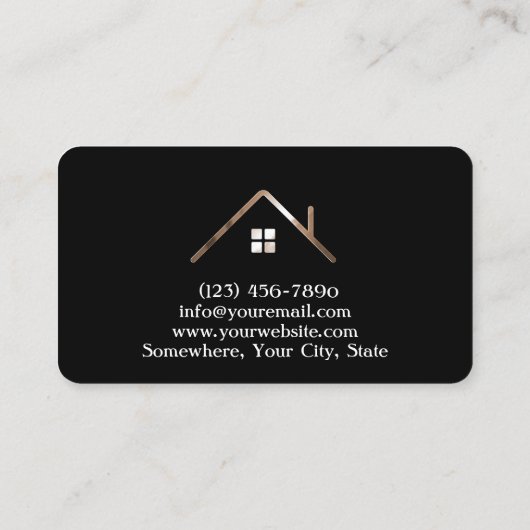 黒エレガント金ゴールドプレハブハウス会社 名刺 (裏面)
