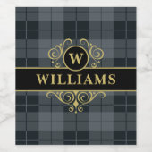 黒エレガント金ゴールドプレモノグラムのイド ワインラベル (シングルラベル)